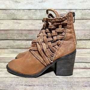 Free People Brown Leather Carrera Ankle Boots